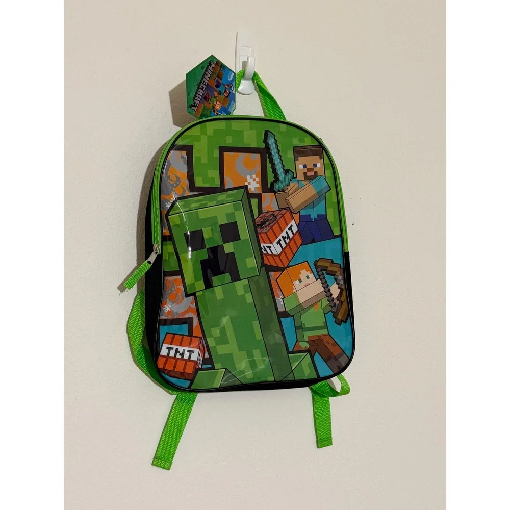 Minecraft Creeper Steve Alex TNT Green Black School Backpack NWT